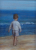 MARY E CARTER - Walking on the Beach - oil on canvas - 19 x 17 cm - €275 - SOLD