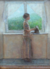 MARY E CARTER - The Lcae Curtain - oil on canvas - 17 x 15 cm - €300
