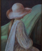 MARY E CARTER - The Pink Hat - oil on canvas - 17 x 16 cm - €375