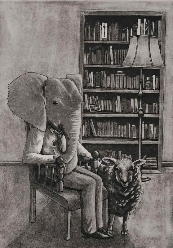 BRID MOYNAHAN - Black Sheep & White Elephant - etching - 30 x 21 cm - €390