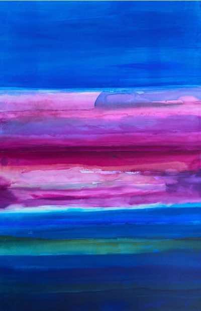 Donna McNamara - Horizon of Colours - mixed media paint & dyes on paper- 140 x 98 cm - €3200
