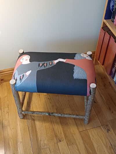 Alison Ospina - Haxel Stool with Joanna Kaminska Textile  'Blossom' - €375