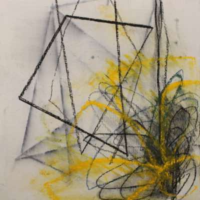 Angela Fewer - Construction #1 - acrylic, charcoal & pastel on board - 30 x 30 cm - €400