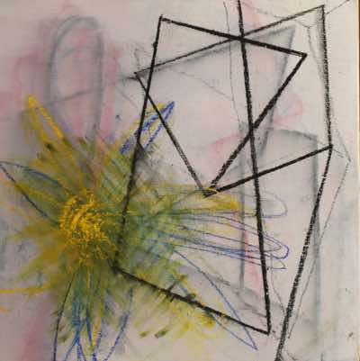 Angela Fewer - Construction #2 - acrylic, charcoal & pastel on board - 30 x 30 cm - €400