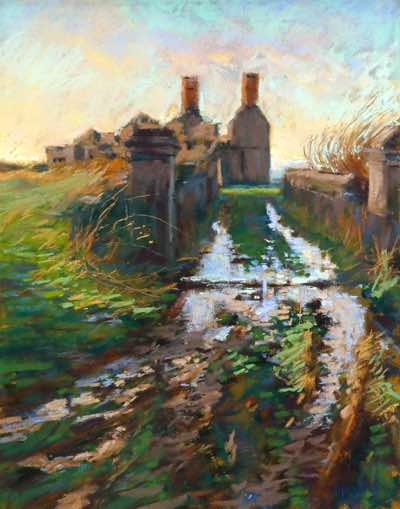 Patricia Bevan - The Coastgauard Station, Eyeries - pastel on clayboard - 30 x 36 cm - €480