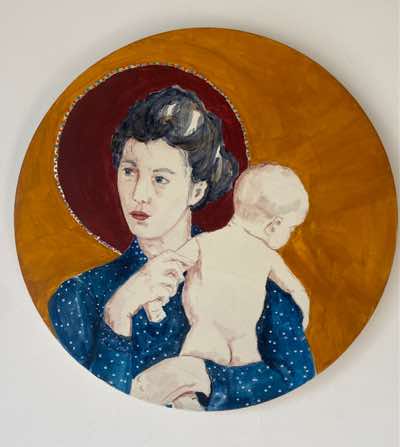 Mary Galvin - The Good Mother - acrylic on wood - 30 cm tondo - €750