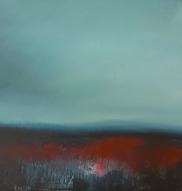 LESLEY COX - Fire Red- oil on canvas - 42 x 42 cm - €500