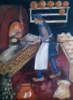 LYNDA MILLER - BAKER - Medieval Baker  - egg tempera on wood - 32 x 26.5 cm - €435