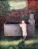 MARY E CARTER - The Drinking Trough - oil on board - 21 x 18 cm - €495
