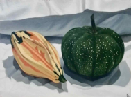 KYM LEAHY - Autumn Gourds VI - acrylic on board - 25 x 31 cm - €290