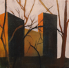 ANGELA FEWER - Two Trees & High Rise - acrylic & charcoal on board- 30 x 30 cm - €750