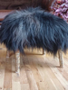 ALISON OSPINA - Black sheepskin footstool - 32 x 30 x 39 - €320