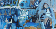 CATHERINE WELD - Landscape Blue & Gold - oil on canvas - 42 x 79 cm - €650