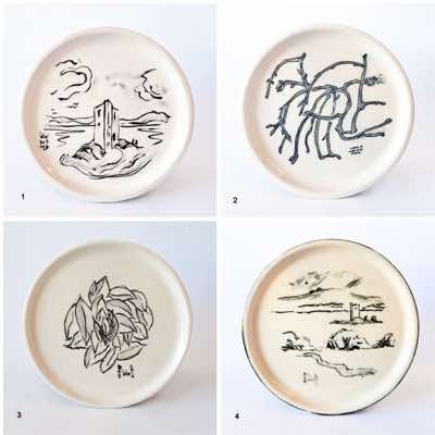 Eve & Brian Lalor - Four Handpainted stoneware Plates - €120 - €140each