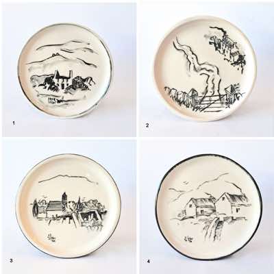 Eve & Brian Lalor - Four Handpainted stoneware Plates - €120 - €140 each