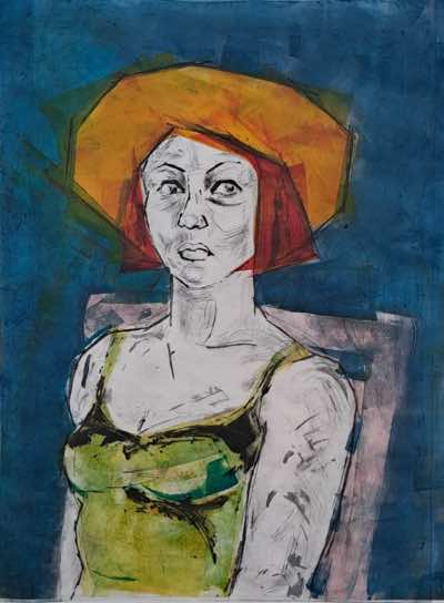 Ayelet Lalor - Woman in Sunhat - carborundum 2-6 edition - 74 x 54 cm - €450
