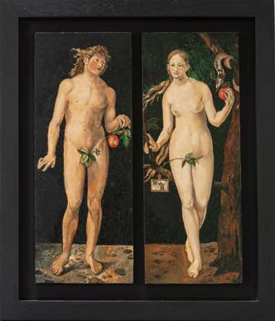 Birgitta Säflund - Adam & Eve (after A.Dürer) - oil on board - NFS 