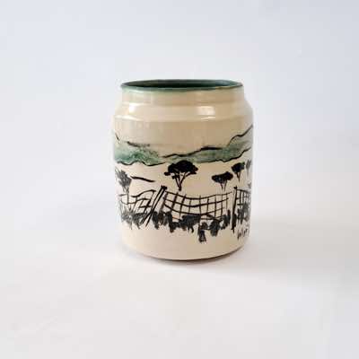 Eve & Brian Lalor - Coronation Pantation vessel - handpainted stoneware - €140
