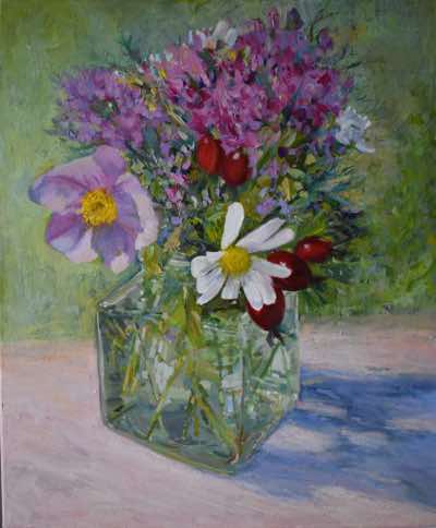 Fiona Power - Garden Flowers I - mixed media on canvas - 68 x 58 cm - €980