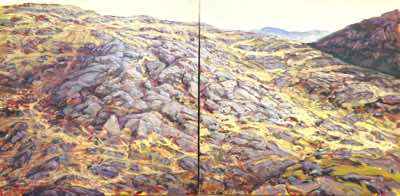 Julia Mitchell - Mountain Meditation - oil on canvas diptych 70 x 140 cm - €1100