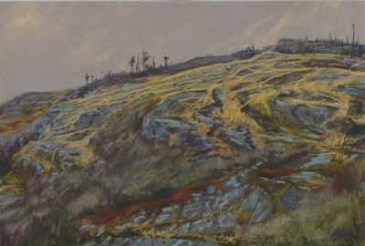Patricia Bevan - Golden Hills, - pastel on board - 30 x 20 cm - €435