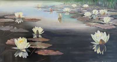 Birgitta Säflund - Tranquility - Water Lilies - watercolour on paper - 77 x 124 cm - €2100