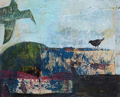 Catherine Weld - Blackbird - mixed media on board - 20 x 25cm - €300