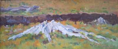 Damaris Lysaght - Bog Oak - oil on panel - 15 x 35 cm - €425