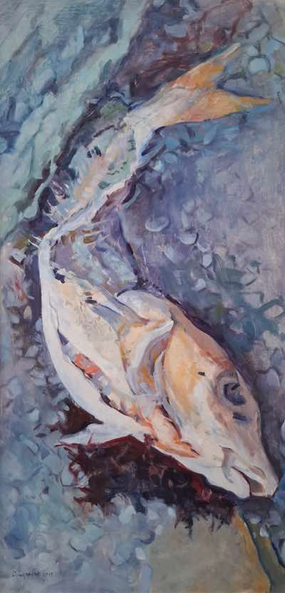 Damaris Lysaght - Washed Up - oil on canvas - 55 x 28 cm - €785