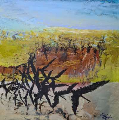 Dick Richards - Flight 1 - mixed media on panel - 30 x 30 cm - €270