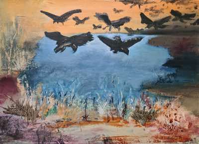 Dick Richards - Raven Pool - mixed media on canvas - 25 x 30 cm - €270
