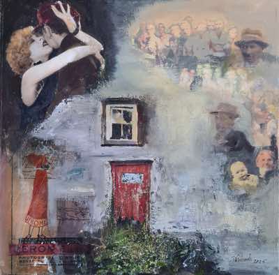 Dick Richards - Red Door Reverie- mixed media on canvas - 31x 31 cm - €240