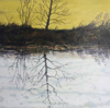 JANET MURRAN - Autumn Morning Light - charcoal & acrylic on panel - 20 x 20 cm - €295
