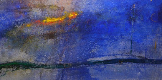 LARS_ERIC BUEB - Blue Whale - water, oil, pigments, gum arabic - 71 x 142 cm - €1550 - SOLD