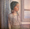 MARY E CARTER - At The Window - oil on board - 15 x 15 cm - €375 - SOLD