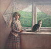 MARY E CARTER - The Girl and her Cat- oil on board - 19 x 19 cm - €395 - SOLD
