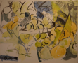 NIGEL JAMES ~ Fruit and Bowl - charcoal, acrylic wash & collage on paper - 40 x 61 cm - €750