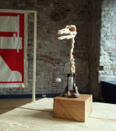 PETER NASH _ Tentative Steps  - carved wood & mixed media - €400 sculpture only - plinth and case €800